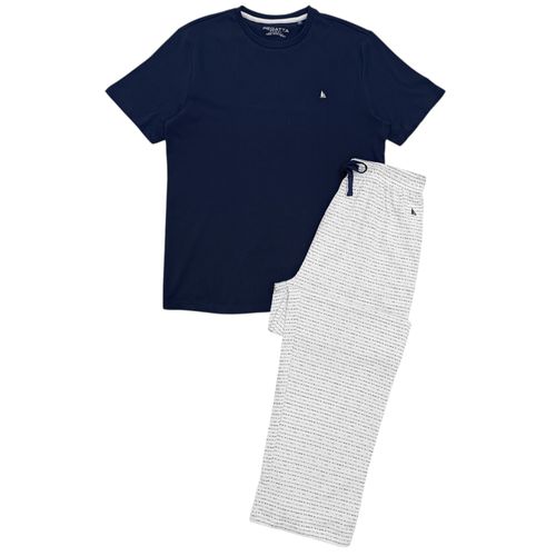 Pijama en bicolor de pantalón estampado para hombre