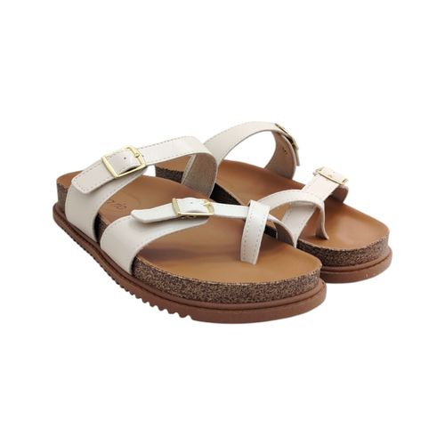 Sandalias Beira Rio color blanco con dobles hebilla para mujer