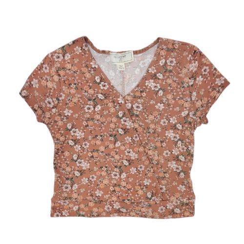 Blusa multicolor estampada con cuello V para niña