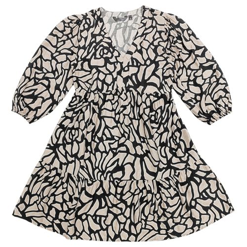 Vestido 3/4 en bicolor estampado para mujer