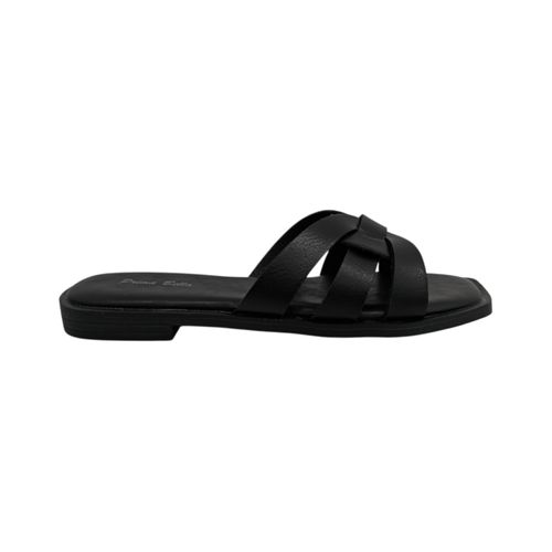 Sandalias en color negro y bandas entrelazadas para mujer