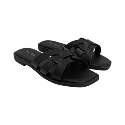 Sandalias en color negro y bandas entrelazadas para mujer