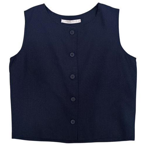 Blusa color azul tipo chaleco casual para mujer