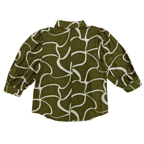 Blusa verde olivo casual de mangas 3/4 para mujer