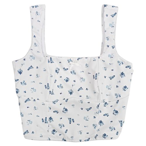 Crop top bicolor casual tipo corset para mujer