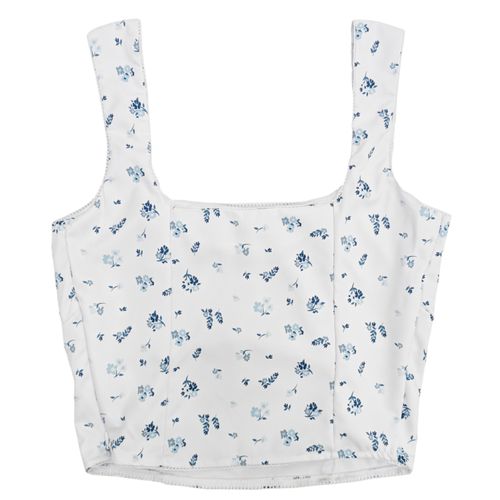 Crop top bicolor casual tipo corset para mujer