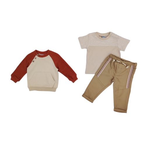 Set de 3 piezas camiseta y pantalón en multicolor para bebé niño