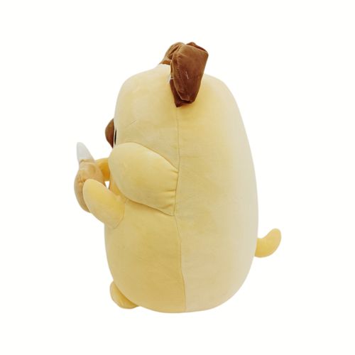 Peluche en forma de perrito color amarillo con orejas marrones