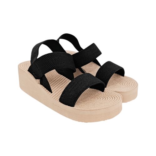 Sandalia de plataforma en color negro para mujer