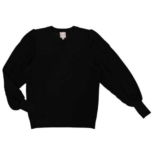 Blusa color negro casual con mangas largas para mujer