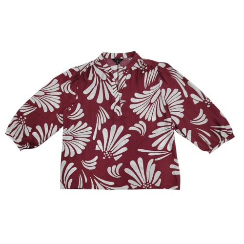 Blusa color vino casual con mangas 3/4 para mujer