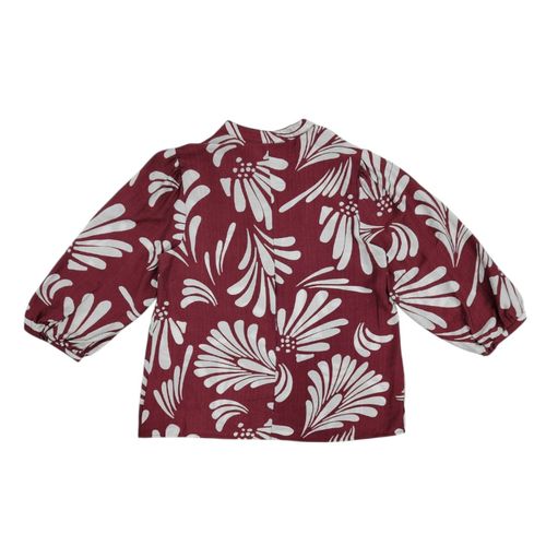 Blusa color vino casual con mangas 3/4 para mujer