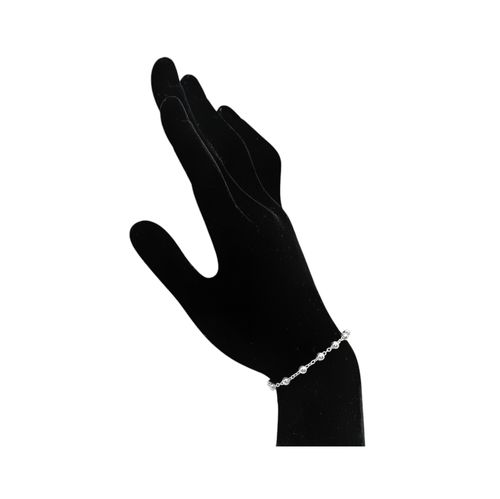 Pulsera color plateado delgada con esferas para mujer