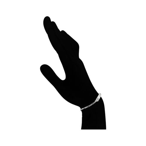 Pulsera color plateado con placa para mujer