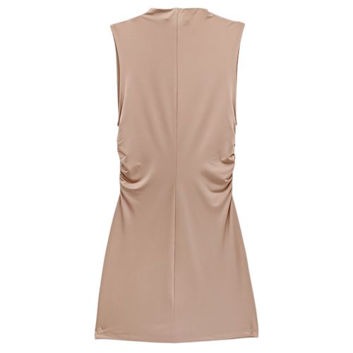 Vestido color café casual corto para mujer