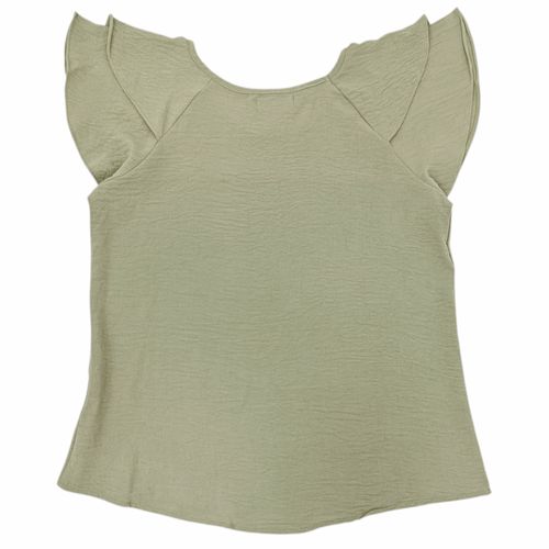 Blusa color verde de mangas cortas con vuelos para mujer