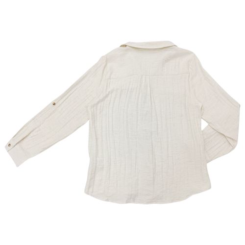 Blusa casual color ivory tipo lino de mangas largas para mujer