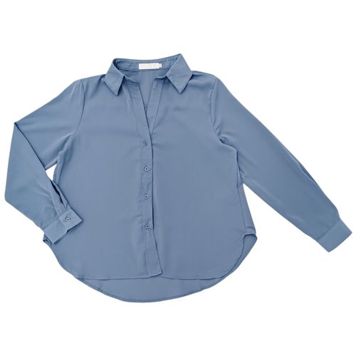 Blusa color azul claro satinado casual para mujer