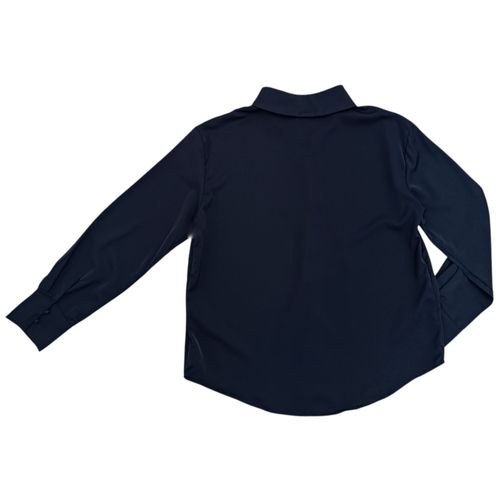Blusa color azul oscuro satinado casual para mujer