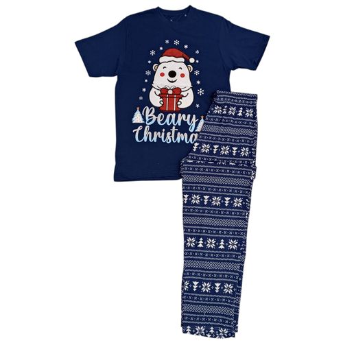 Pijama en color navy estampada para hombre