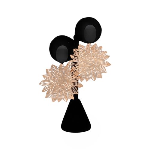 Aretes grandes con forma de flor para mujer