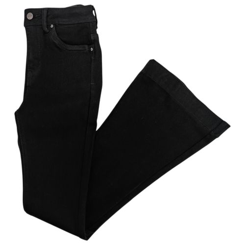 Flare jeans color negro cintura alta sólido para mujer