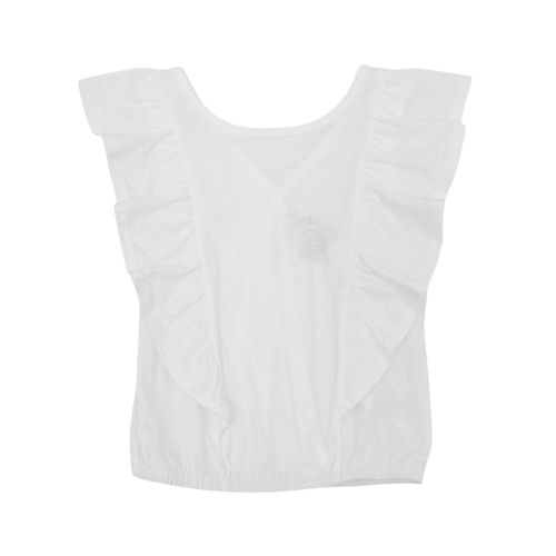 Blusa St. Jacks color blanco con cuello redondo y mangas cortas con revuelo para niña