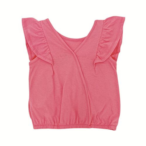 Blusa St. Jacks color rosa con cuello redondo y mangas cortas con revuelo para niña