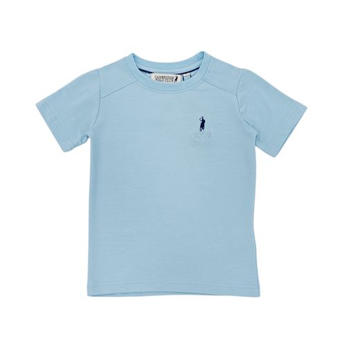 Camiseta color celeste de cuello redondo y mangas cortas para niño