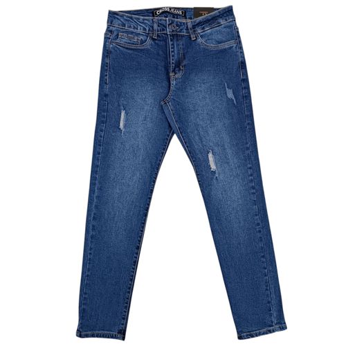 Skinny fit jeans color azul con textura para hombre