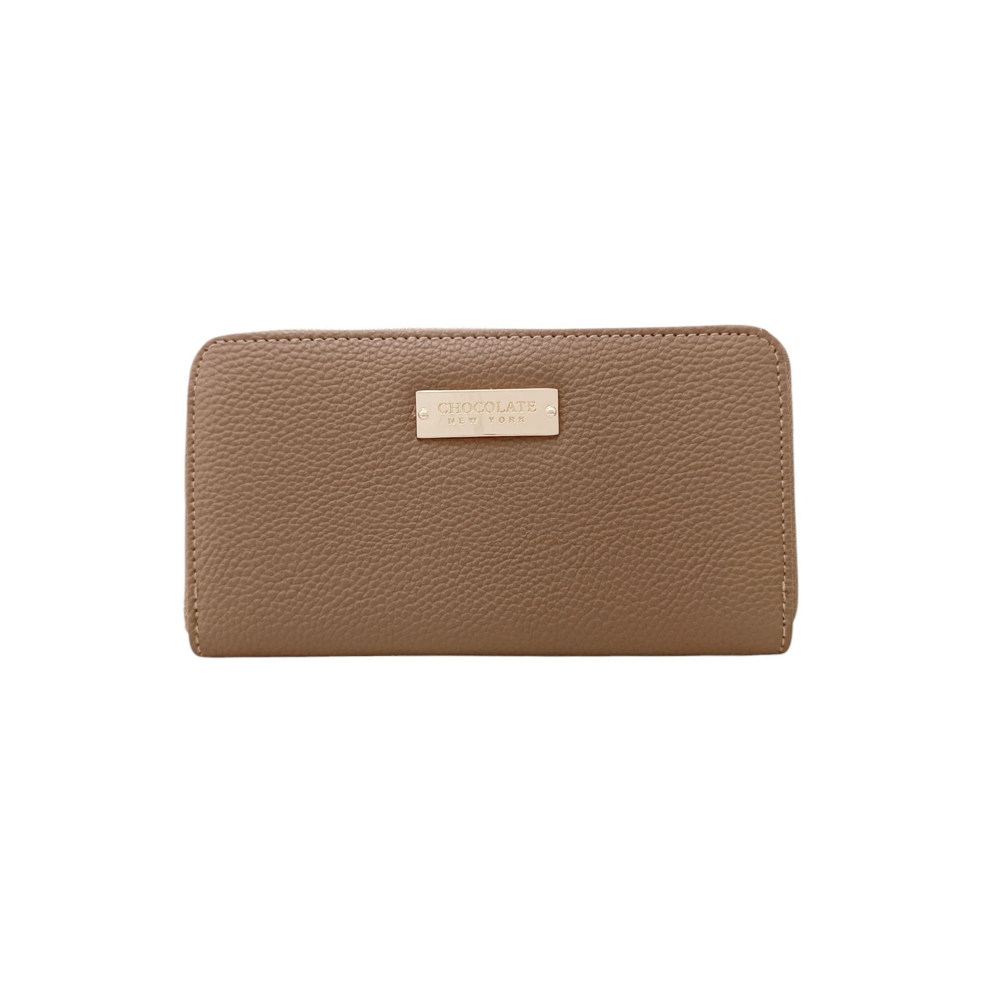 Billetera zip around color café para mujer