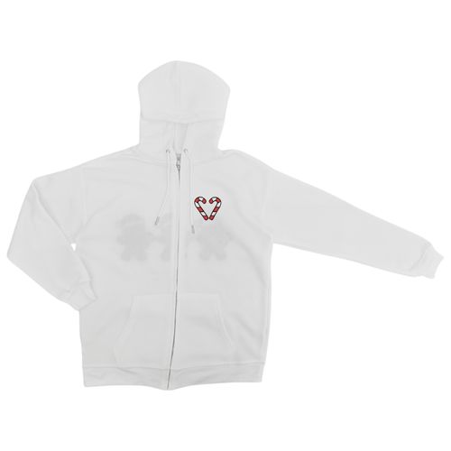 Hooded color blanco con diseño navideño para mujer