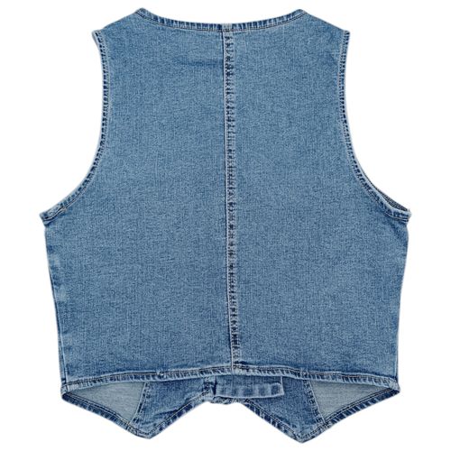 Blusa color azul denim tipo chaleco cropped para mujer