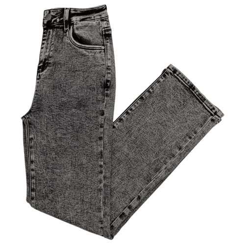 Straight jeans color negro lavado con cintura alta para mujer