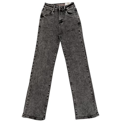 Straight jeans color negro lavado con cintura alta para mujer