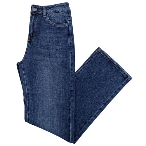 Straight jeans color azul lavado con cintura alta para mujer