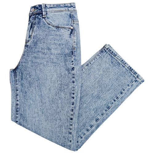 Balloon jeans azul lavado de cintura alta para mujer