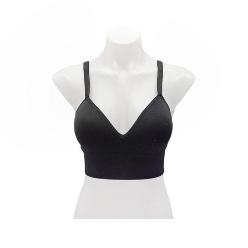 Brasier color negro de escote en V sin varillas para mujer
