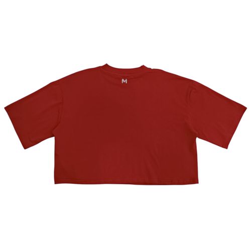 Crop top color rojo con mangas cortas para mujer