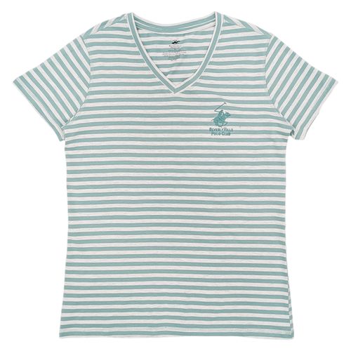 Camiseta color celeste con cuello en V para mujer