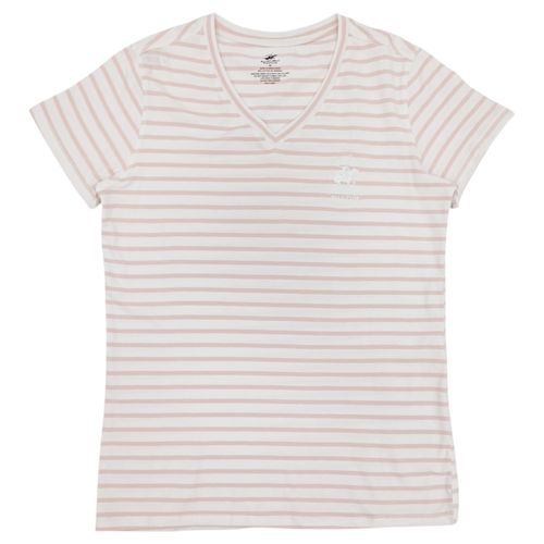 Camiseta color rosa con cuello en V y mangas cortas para mujer