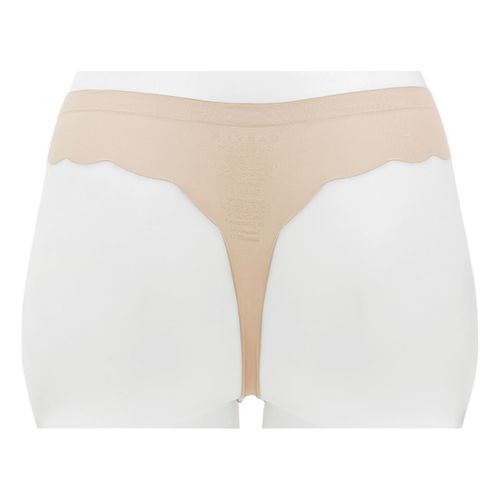 Panty color beige tipo hilo sin costura para mujer