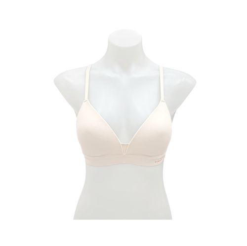 Brasier color rosa de escote en V sin varillas para mujer