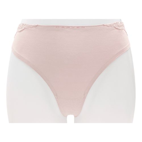 Panty color rosa tipo hilo sin costura y encaje para mujer