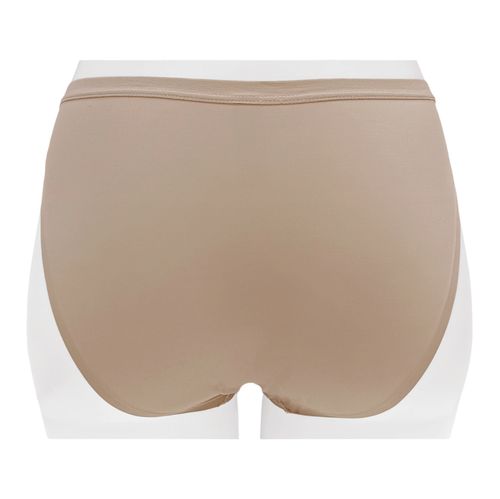 Panty color beige tipo bikini con detalle de encaje para mujer