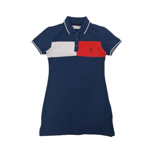 Vestido navy tipo camisero con franjas para niña