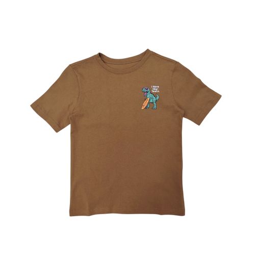 Camiseta casual en color café con cuello redondo para niño