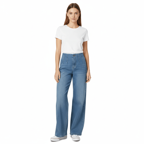 Wide leg jeans lavado para mujer