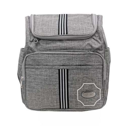 Backpack pañalera color gris con textura