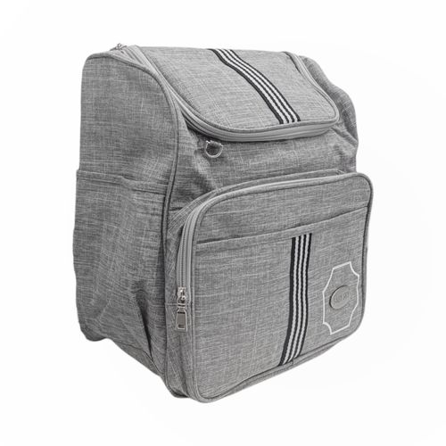 Backpack pañalera color gris con textura